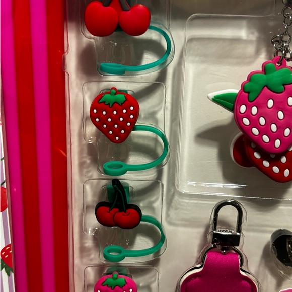 Strawberry and Cherry Water Bottle Accessory Set - Picture 3 of 8
